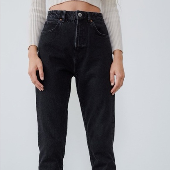 Zara Charcoal Denim Mom Skinny Jeans